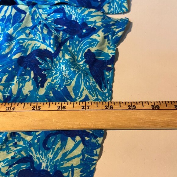 Chubbies Weekend Men L Monkey Button Front Shirt Short Sleeve Blue Novelty Trave - Picture 8 of 9